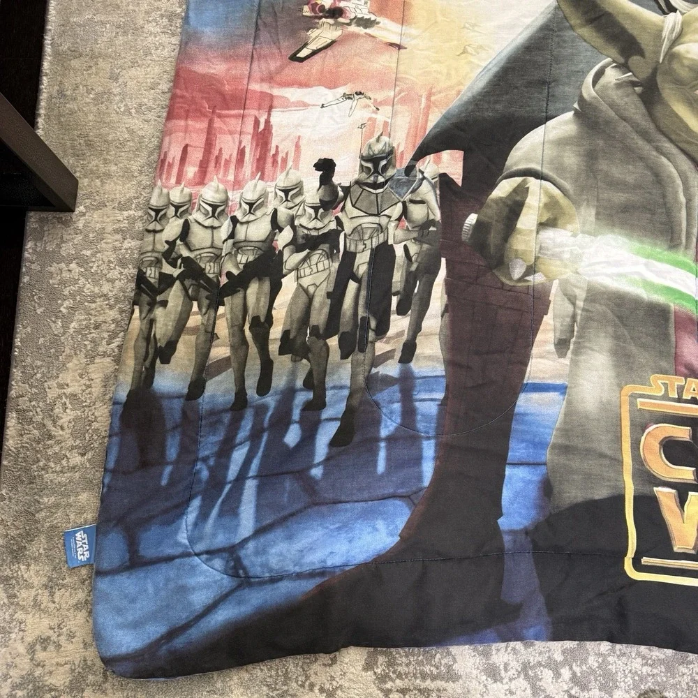 Star Wars Clone Wars Full Size Comforter Blanket Double Sided Yoda Ahsoka Anakin